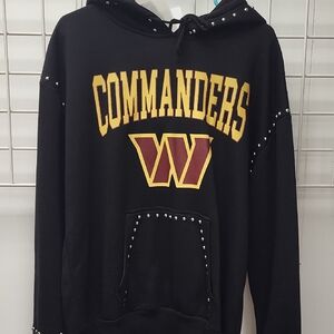 NWT, NFL Black Commanders Hoodie with Studded Details, Meduim